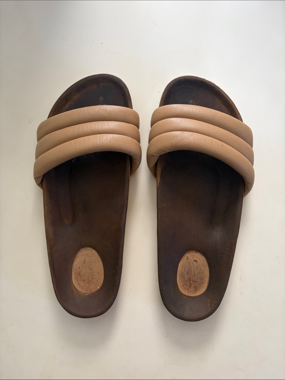 The Bali Tailor Padded Slide Sandals in Tan
